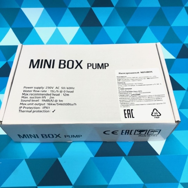 Помпа проточная MINI BOX PUMP  (15L/h, 12m/2m, 19dB(A))