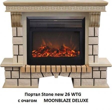 Электрокамин (очаг+портал) Real-Flame Stone new 26 WTG с очагом Moonblaze lux BL/Br