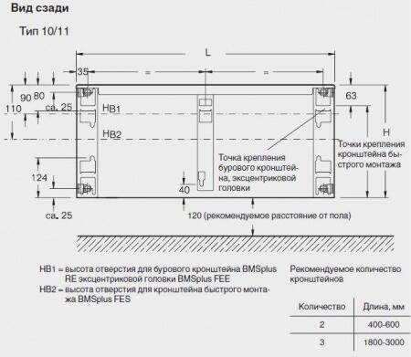 Стальной панельный радиатор Тип 10 Buderus Радиатор K-Profil 10/300/500 (48) (C)