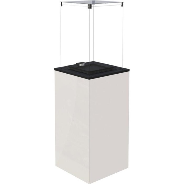 Газовый уличный обогреватель мощностью 8-10 кВт Kratki PATIO MINI/M/G31/37MBAR/B - белое стекло, с р