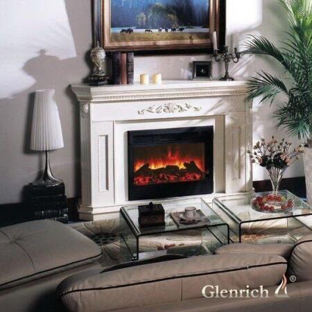 Электрокамин (очаг+портал) Glenrich Каролина (Premier 28) Белый