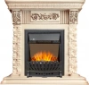 Каминокомплект Luxemburg (каменный) - Сланец/Cлоновая кость с патиной с очагом Aspen Black (Royal Flame)