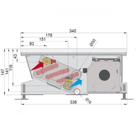 Внутрипольный конвектор длиной 30 см - 1 м Minib COIL-HCM 900