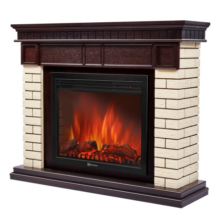 Портал Firelight Bricks 25 камень бежевый, шпон темный дуб