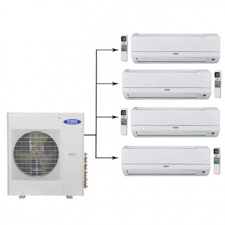 Мульти сплит-система на 4 комнаты General Climate GU-M4E36H1/GC-ME07HR*4шт