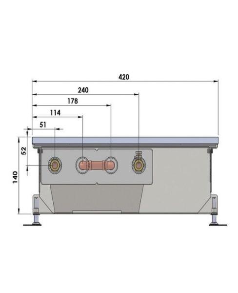 Внутрипольный конвектор длиной 1,1 м - 1,5 м Minib COIL-PMW140 1250