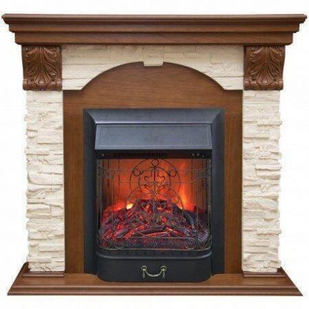 Современный камин для загородного дома Real-Flame Dublin LUX STD/EUG AO с очагом Fobos s Lux BL/BR, 