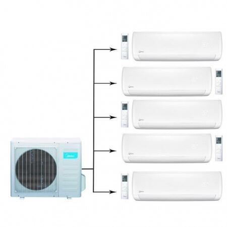 Мульти сплит система на 5 комнат Midea M5OE-42HFN1-Q/MSMBAU-09HRFN1-Q(BW)*5шт