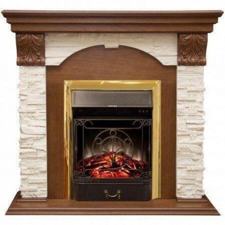 Современный камин для загородного дома Real-Flame Dublin LUX STD/EUG AO с очагом Fobos s Lux BL/BR, 