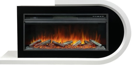 Каминокомплект Basel R - Белый с черным с очагом Vision 42 LOG LED