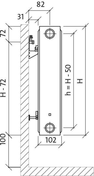 Стальной панельный радиатор Тип 21 Purmo CV21 500x600 - 694 Вт