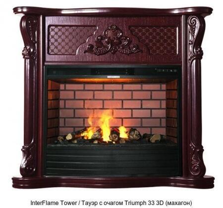 Деревянный камин (портал+очаг) InterFlame Tower / Тауэр с очагом Triumph 33 3D