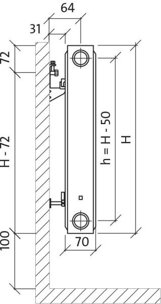 Стальной панельный радиатор Тип 21 Purmo CV21 500x500 - 578 Вт