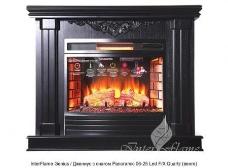 Деревянный камин (портал+очаг) InterFlame Genius / Джениус с очагом Panoramic 06-25 Led F/X Quartz