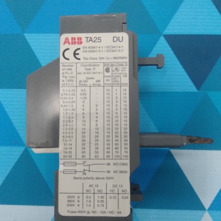 ABB Тепловое реле TA25 DU 25 (18A по 25A, для контактов A9..A30) (1SAZ211201R1051) Германия