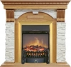 Каминокомплект Dublin - Дуб / Сланец белый с очагом Fobos FX M Brass (Royal Flame)