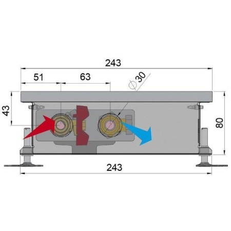 Внутрипольный конвектор длиной 30 см - 1 м Minib COIL-P80 900