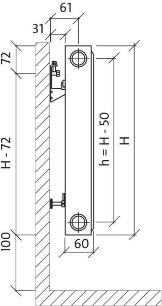 Стальной панельный радиатор Тип 11 Purmo CV11 500x400 - 347 Вт