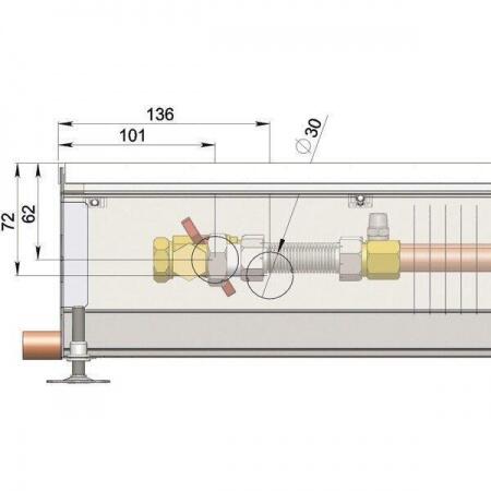 Внутрипольный конвектор длиной 30 см - 1 м Minib COIL-PO 1000