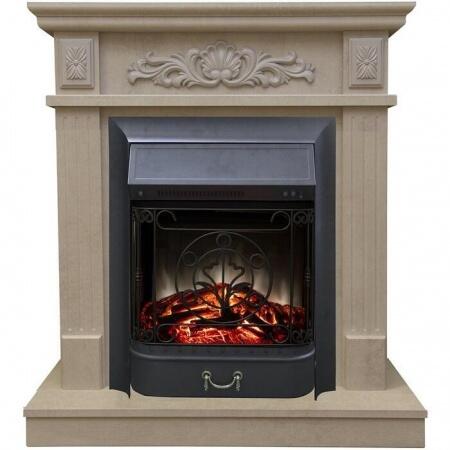 Электрический камин с обогревом Real-Flame Adelaida STD/EUG WT с очагом Fobos s Lux BL/BR, Majestic 