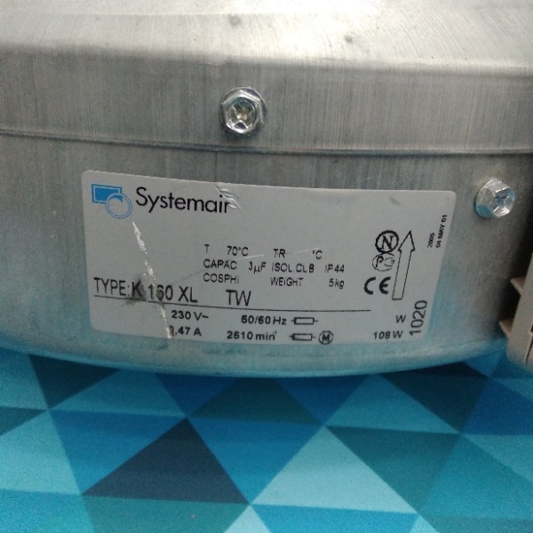 Вентилятор канальный SYSTEMAIR K 160 XL (2550 обор./мин, 230V, IP44) Германия