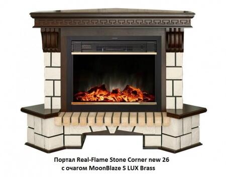 Электрокамин (очаг+портал) Real-Flame Stone Corner new 26 с очагом Moonblaze lux Bl/Br