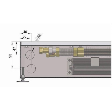 Внутрипольный конвектор длиной 30 см - 1 м Minib COIL-KT0 1000