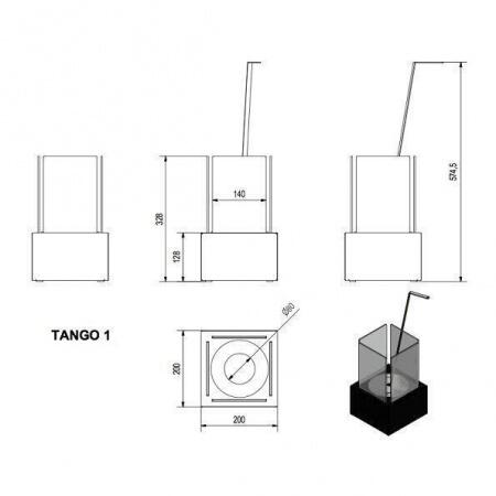Напольный биокамин Kratki TANGO 1 белый, черный, гранит, TUV