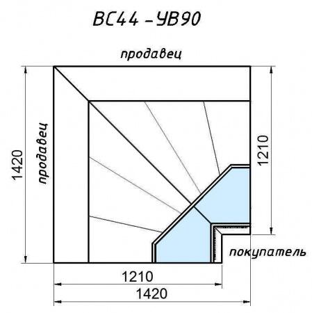 Витрина холодильная угловая 90° «Cube Greenber» ВС 44 — УВ 90 (внутренний угол)