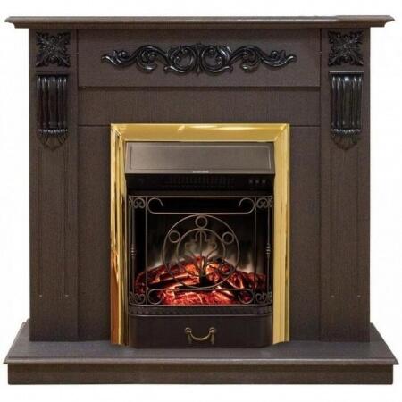 Камин в квартиру электрический Real-Flame Dominica STD/EUG DN с очагом Fobos s Lux BL/BR, Majestic s