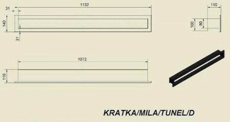 Вентиляционная решетка для камина Kratki Mila тунель 140х1132 KRATKA/MILA/TUNEL/D