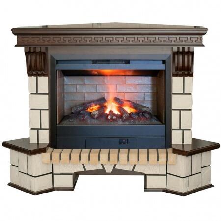 Электрокамин (очаг+портал) Real-Flame Stone Corner new 26/HL с очагом 3D Helios 26