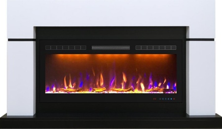 Каминокомплект Lindos - Белый с черным (Ширина 1470мм) с очагом Crystal 40 RF
