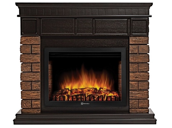 Портал Firelight Bricks Wood 25 камень темный, шпон венге