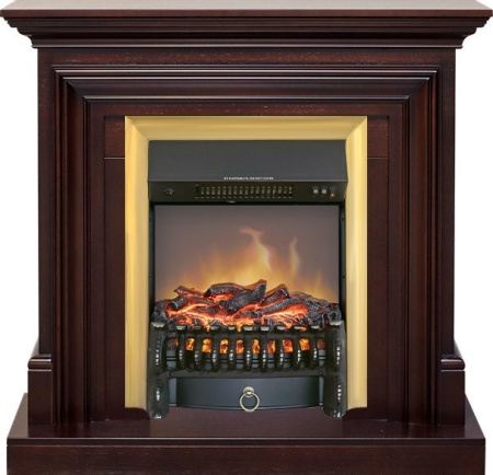 Каминокомплект Bradford - Темный дуб с очагом Fobos FX M Brass