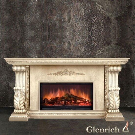 Электрокамин (очаг+портал) Glenrich Сенатор (Premier S86) Светлый мрамор