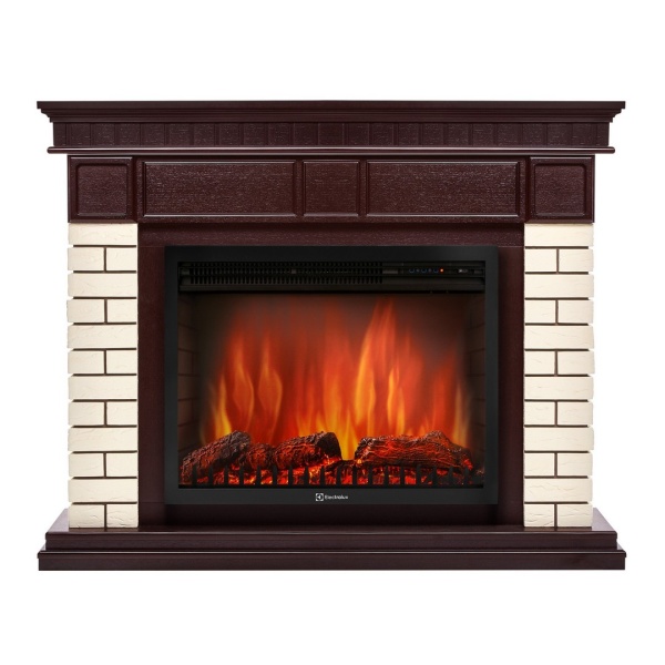 Портал Firelight Bricks 25 камень бежевый, шпон темный дуб