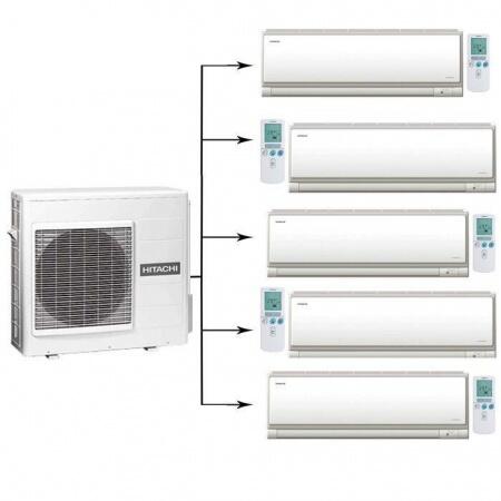 Мульти сплит система на 5 комнат Hitachi RAM-90QH5/RAK-18NH6AS*5