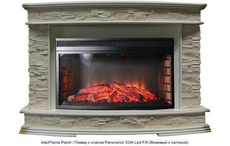 Каменный камин (портал+очаг) InterFlame Pamir / Памир с очагом Panoramic 33W Led F/X