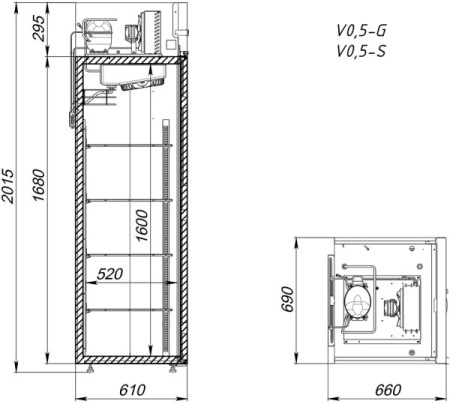 Шкаф холодильный Аркто V0.5-S (P) короткая ручка