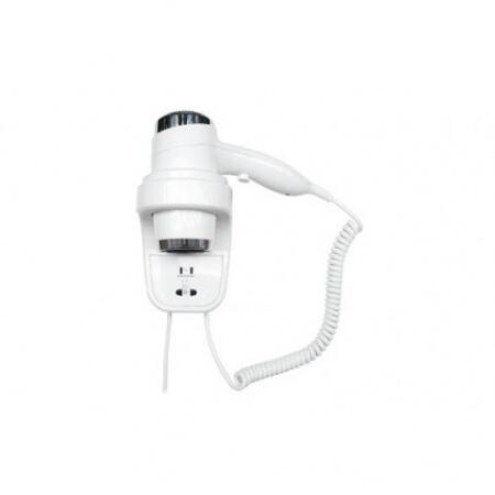 Настенный фен Nofer HOTELline белый с розеткой 1800-2200 W