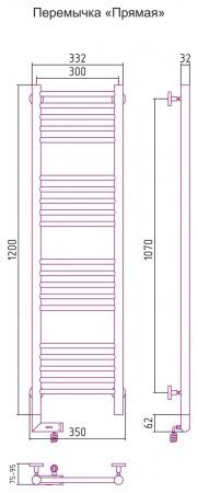 Электрический полотенцесушитель лесенка Сунержа Богема 2.0 1200х300
