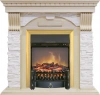 Каминокомплект Dublin - Слоновая кость с патиной / Сланец крем с очагом Fobos FX M Brass (Royal Flame)