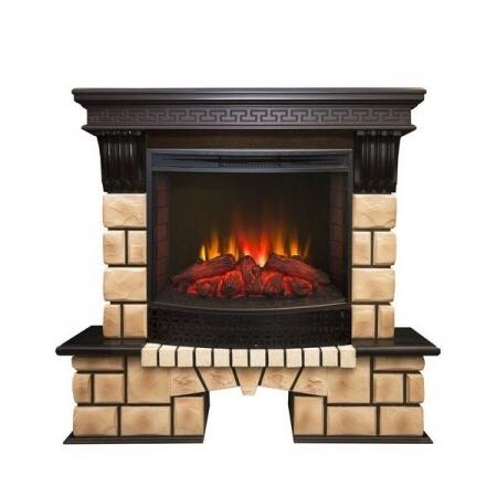 Электрокамин (очаг+портал) Real-Flame Stone Brick 25/25,5 с очагом Evrika 25,5 LED