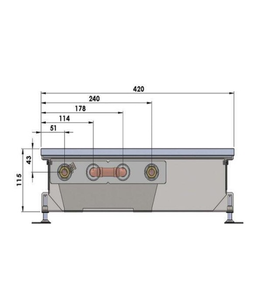 Внутрипольный конвектор длиной 30 см - 1 м Minib COIL-PMW115 900