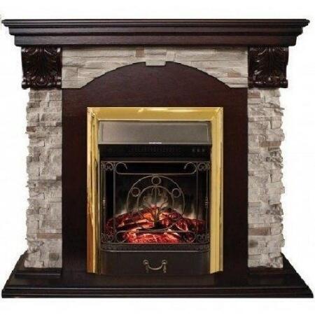 Камин для дома электрический Real-Flame Dublin ROCK STD/EUG 24 AO с очагом Fobos s Lux BL/BR, Majest
