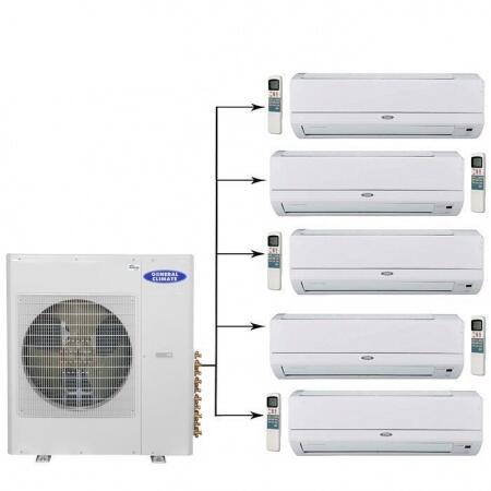 Мульти сплит-система на 5 комнат General Climate GU-M5E42H1/GC-ME07HR*5шт