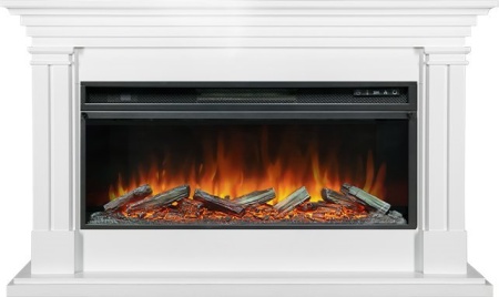 Каминокомплект Lyon  - Белый ( Ширина 1440 мм) с очагом Vision 42 LOG LED