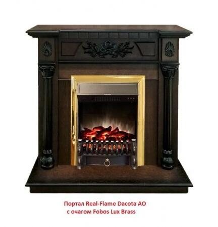 Очаг электрокамина Real-Flame Fobos Lux Brass
