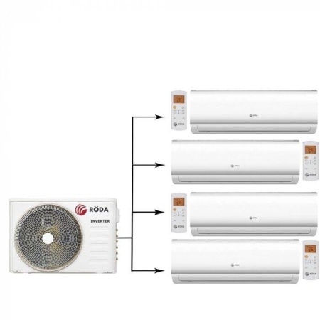 Внешний блок мульти сплит-системы на 4 комнаты Roda RUI-4M36BB/RSI-M07WB*4шт